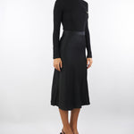 Abito Nero in maglia a costine e raso con taschino AM06B56E2 110 ELISABETTA FRANCHI 