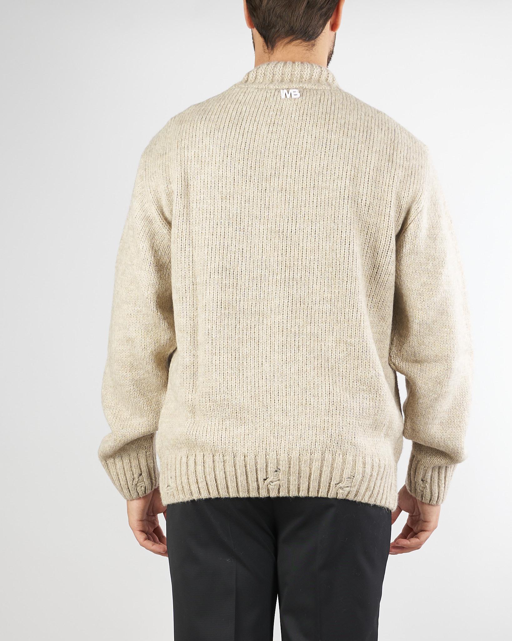 Cardigan Beige oversize con rotture MA3417 25 I'M BRIAN 