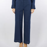 Pantaloni ampi Blu in puro lino