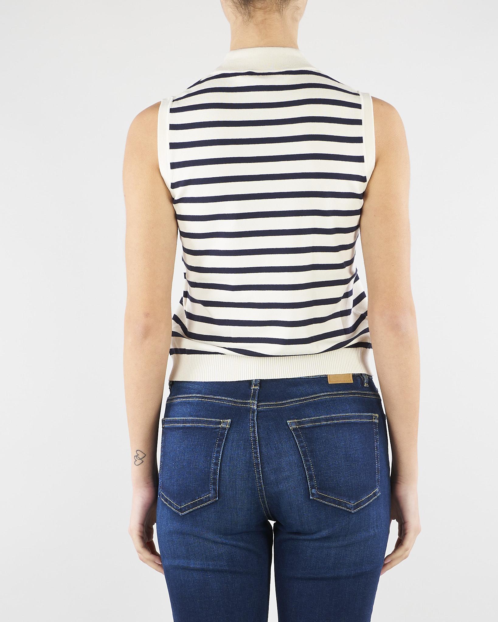 Top a righe Panna Blu in filato di viscosa stretch WKDSTALLO 10 MAX MARA WEEKEND 