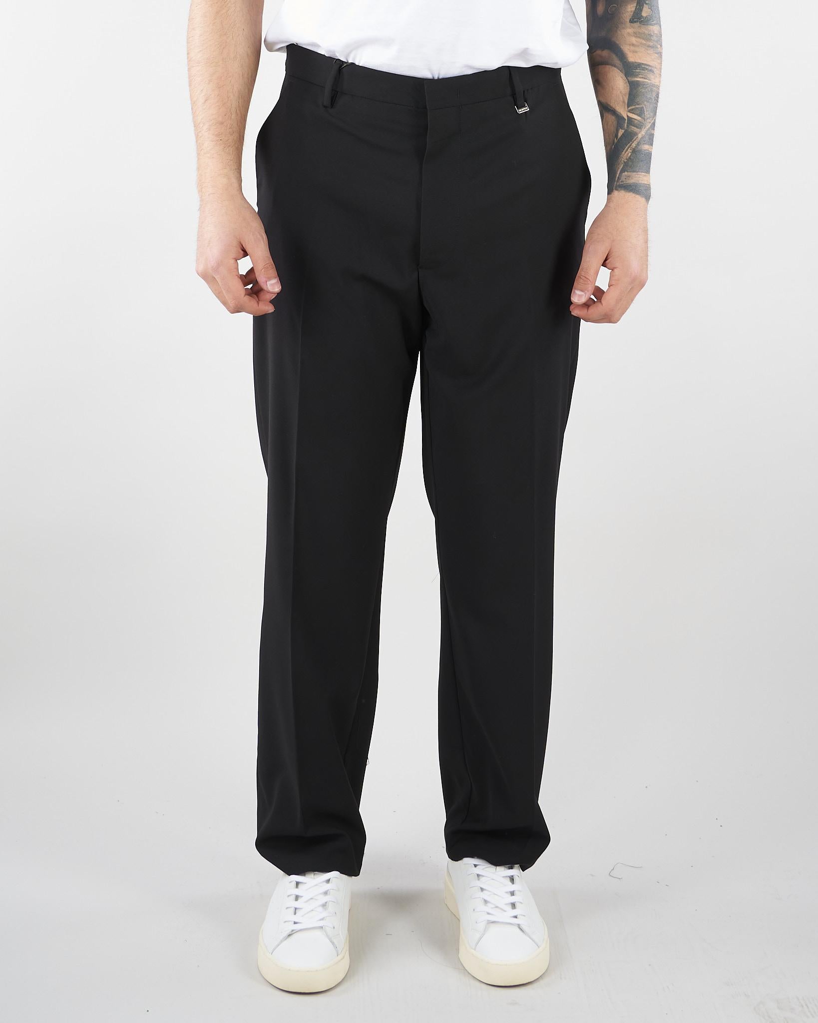Pantalone Nero gamba dritta crop fit PA3683 9 I'M BRIAN 