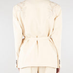Giacca Over Crema in misto lino con ricamo RA6091T8823 P9545 BLUGIRL 