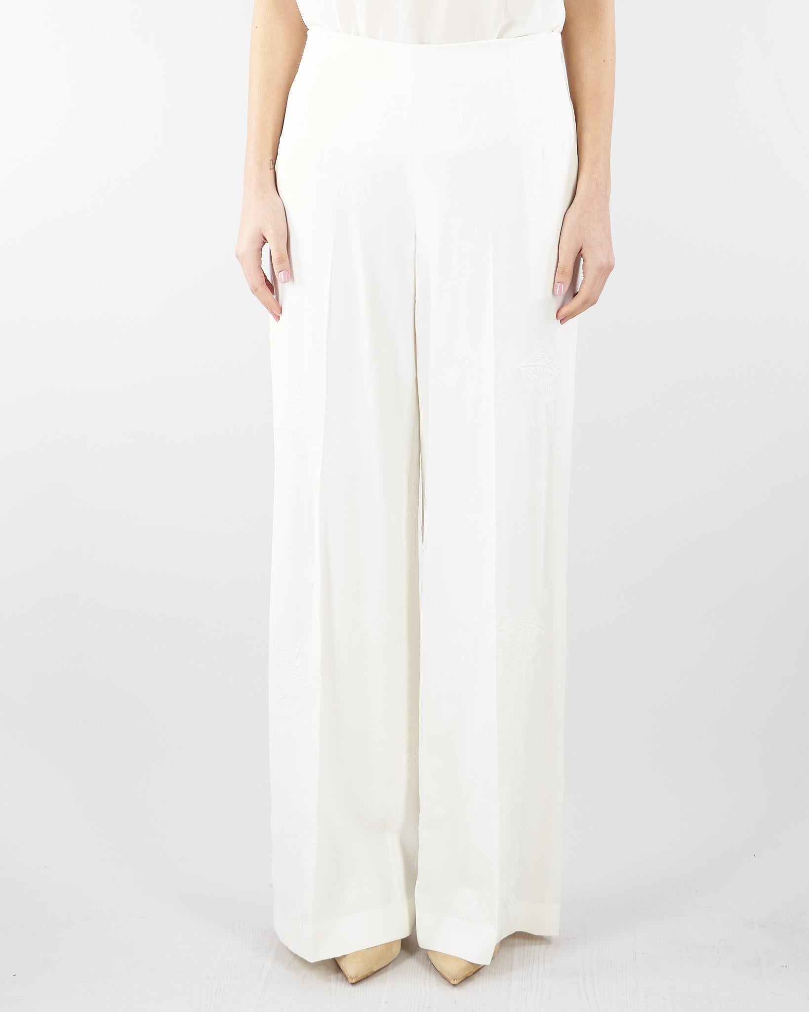Pantaloni Bianco a palazzo ricamati TE2023 381 TWIN SET 