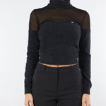 Dolcevita Nero in maglia con logo gioiello MK54T57E2 110 ELISABETTA FRANCHI 