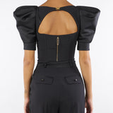 Top Nero in crêpe e duchesse TO02656E2 110 ELISABETTA FRANCHI 