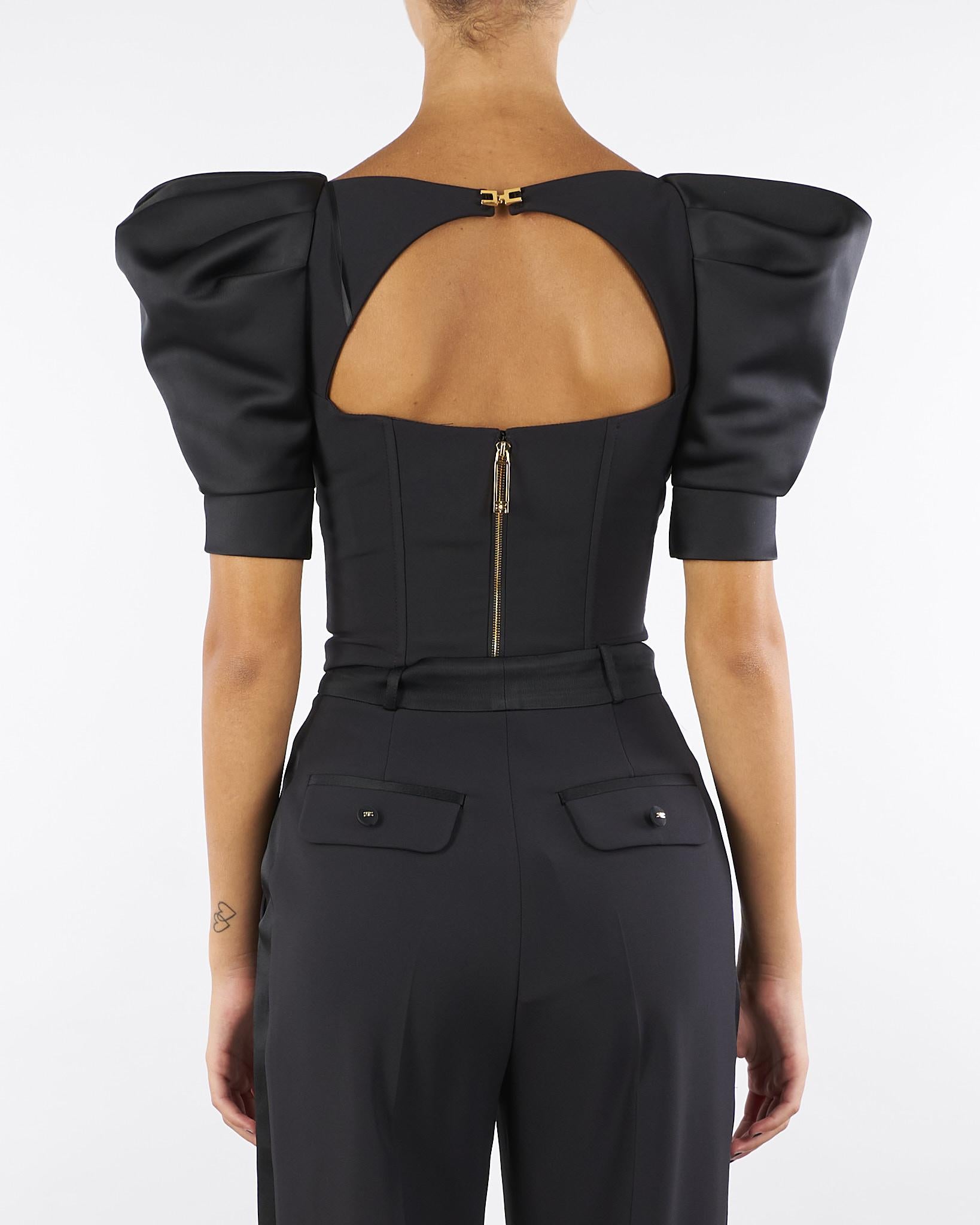 Top Nero in crêpe e duchesse TO02656E2 110 ELISABETTA FRANCHI 