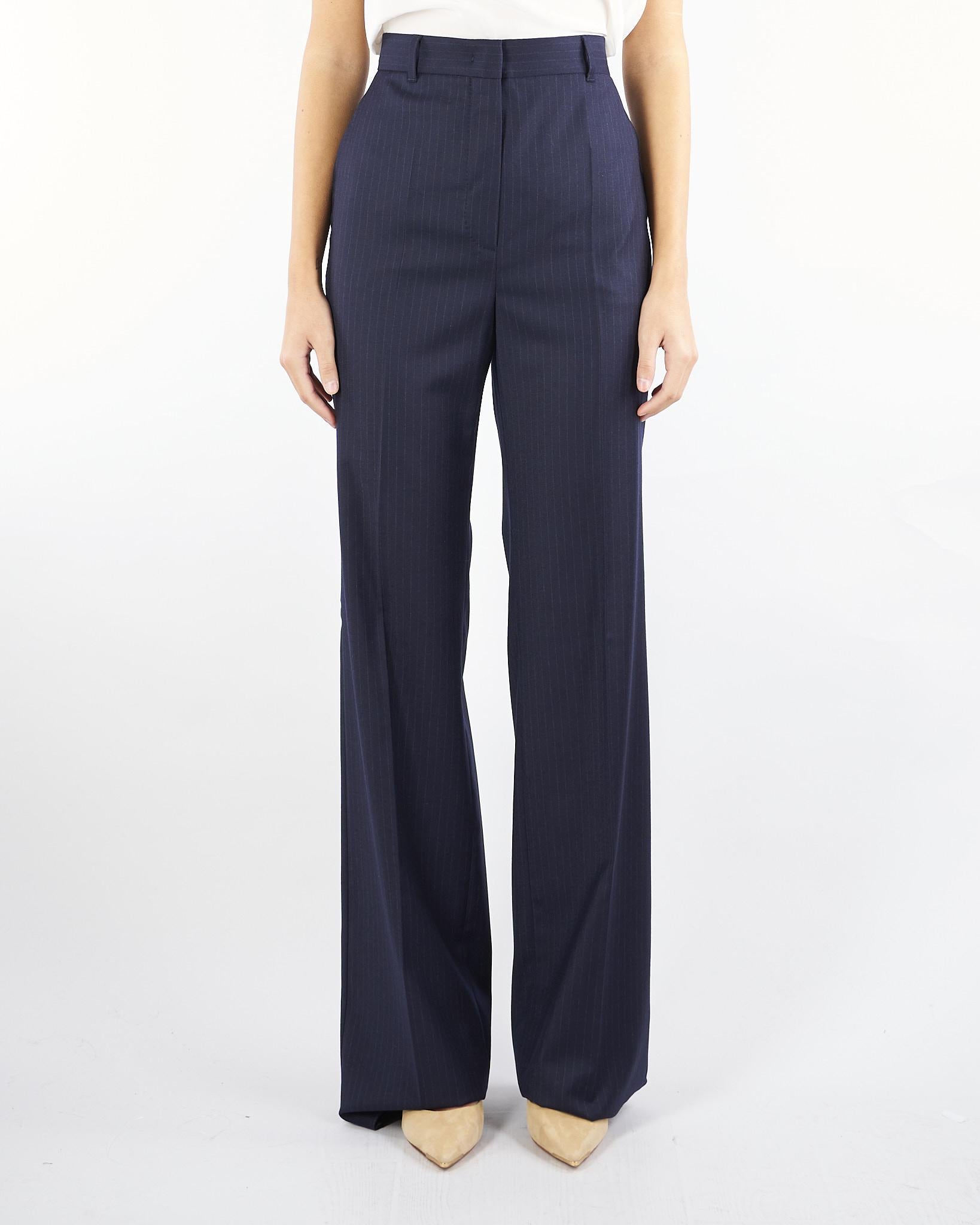 Pantalone Blu in lana stretch disegnata MEDIUM 13 MAX MARA STUDIO 