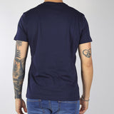 T-shirt Blu con stampa logo al fondo