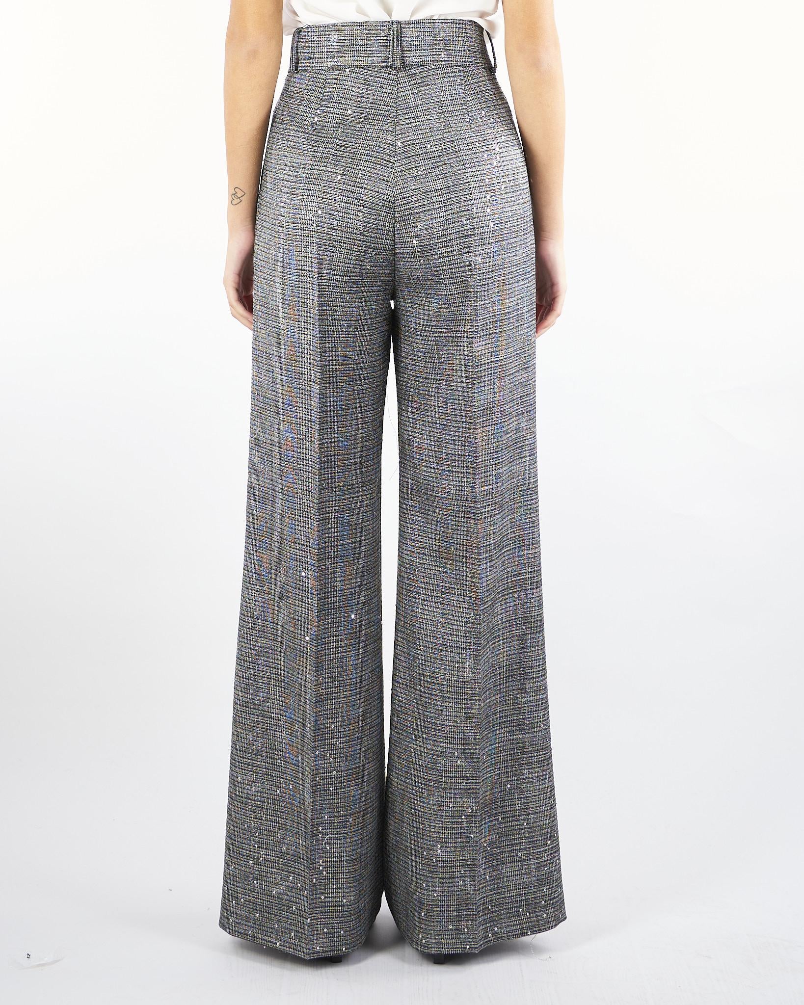 Pantalone Bianco-Nero microfantasia con paillettes ACTPA024PA3020 00 ACTUALEE 