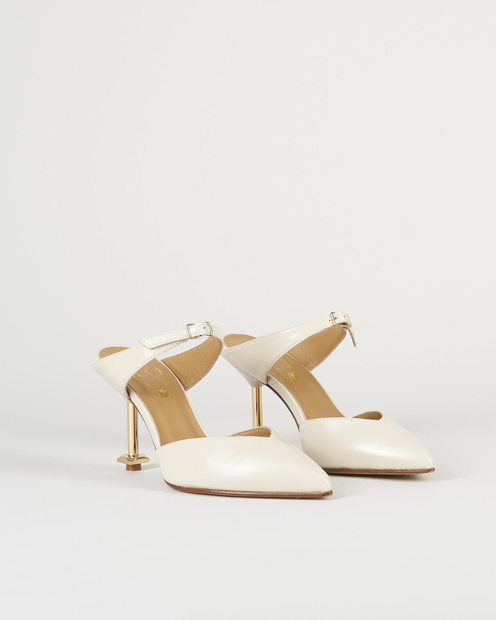 Slingback Gesso in pelle con tacco gold W227 30 WO MILANO 