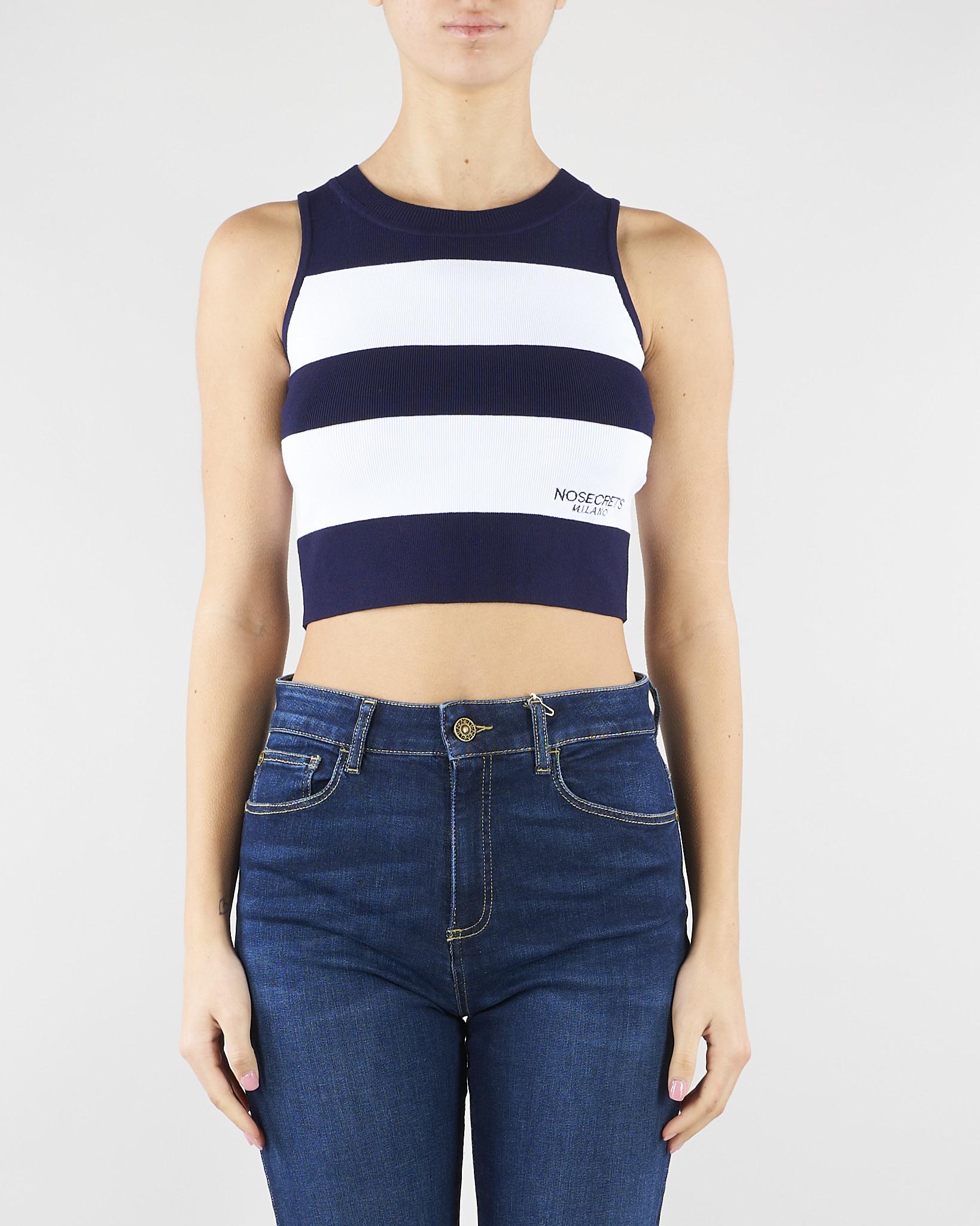 Top Blu-Panna in maglia a righe NS271 89 NO SECRETS 