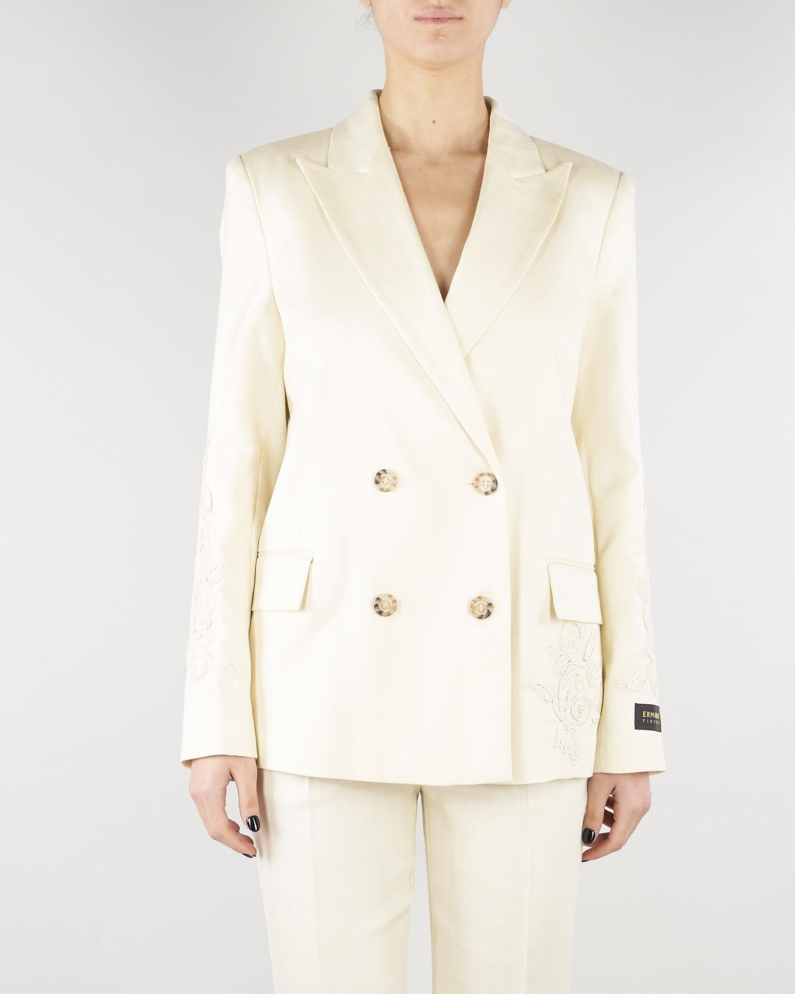 Blazer Vaniglia doppiopetto spinato con ricami D48EI023ER3 MF333 ERMANNO BY ERMANNO SCERVINO 