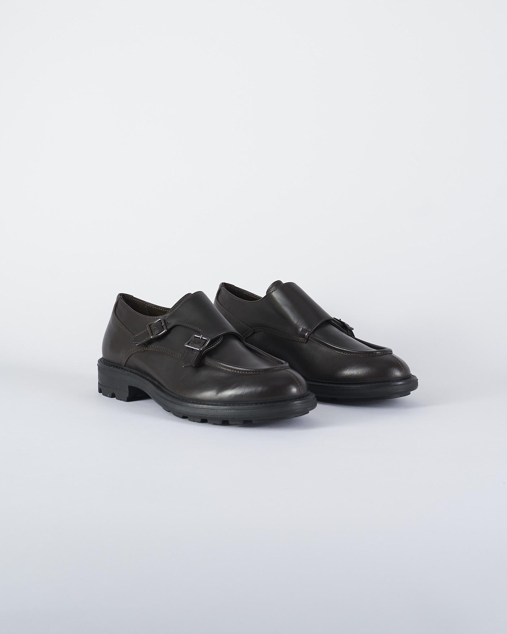 Derby Moro in pelle con doppia fibbia 23055PVR9 80 ANTICA CUOIERIA 