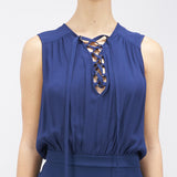 Abito in crêpe con lacci in georgette