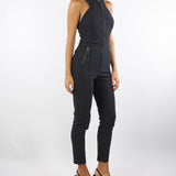 Tuta Nero in doppio crêpe con dettagli zip TU05556E2 110 ELISABETTA FRANCHI 