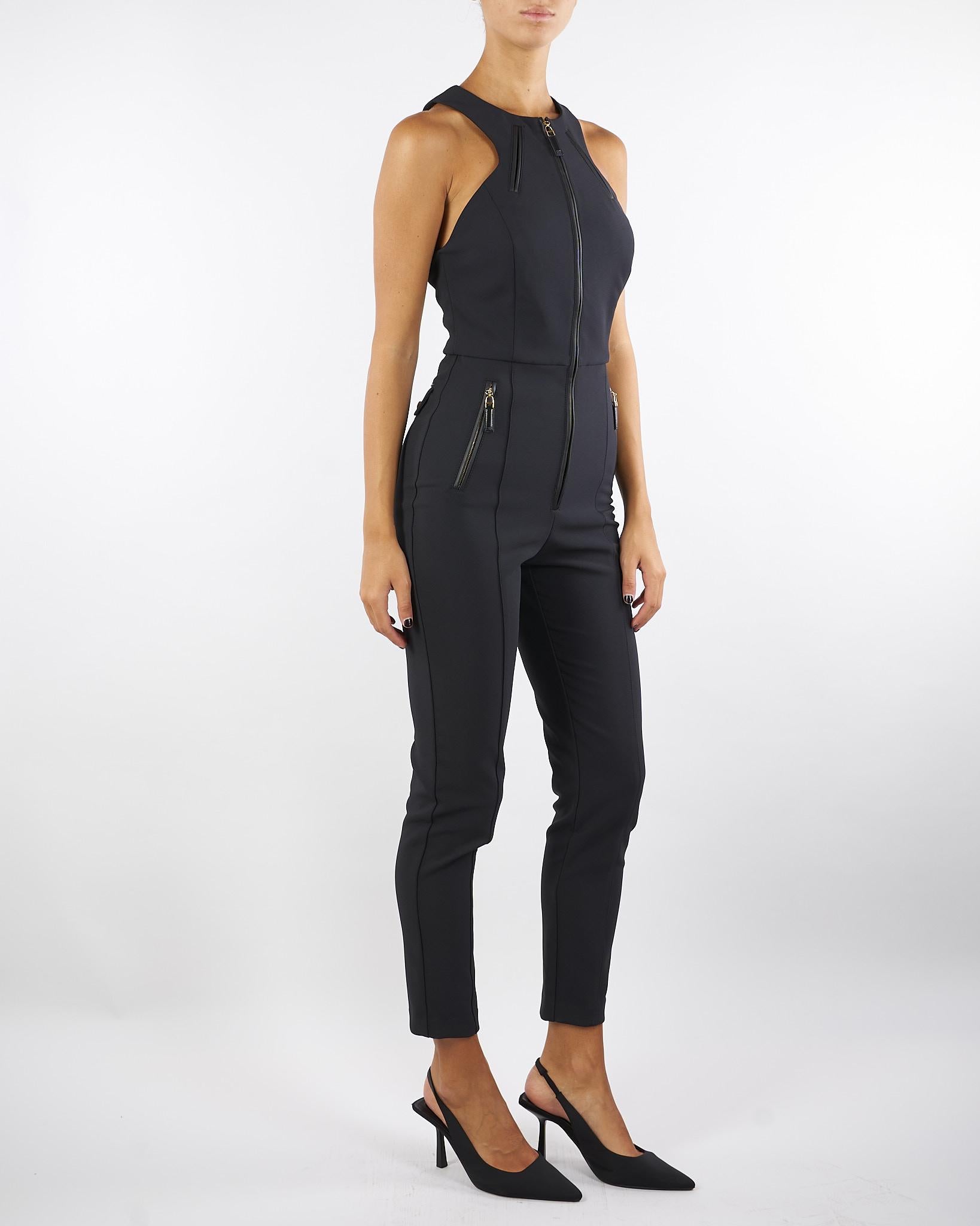 Tuta Nero in doppio crêpe con dettagli zip TU05556E2 110 ELISABETTA FRANCHI 