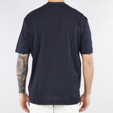 T-shirt Blu in jersey misto lyocell con ricamo logo