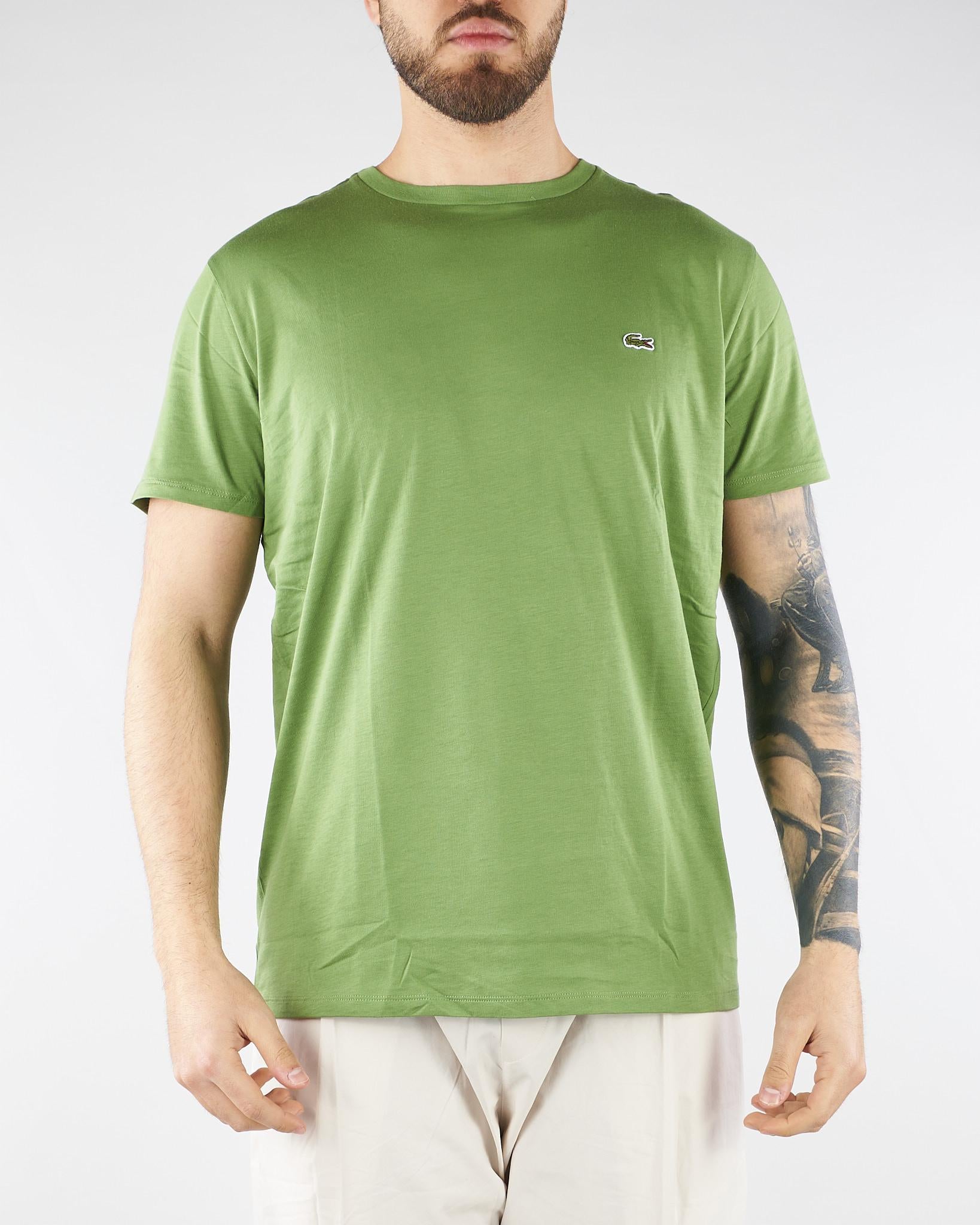 T-shirt Verde Mela in cotone Pima TH6709 02M LACOSTE 