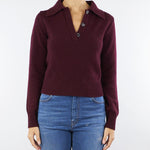 Maglia polo Bordeaux in pura lana e cashmere con bottoni gioiello V54507 85 VANISE' 