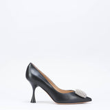 Decollette in pelle con accessorio Francesco Sacco