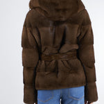 Vera pelliccia di Visone con cappuccio LC2069 80 LES NOIR 