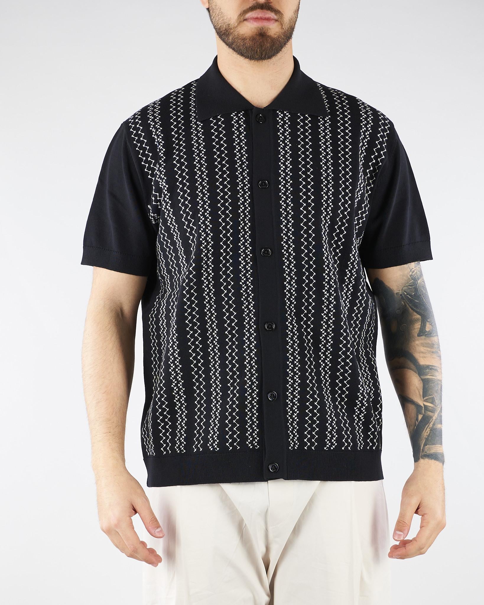 Maglia Nero a Polo con ricamo a contrasto A048F900 9000 PAOLO PECORA 