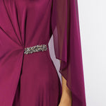 Abito Bordeaux in raso con volant A0129420 12 CLIPS 