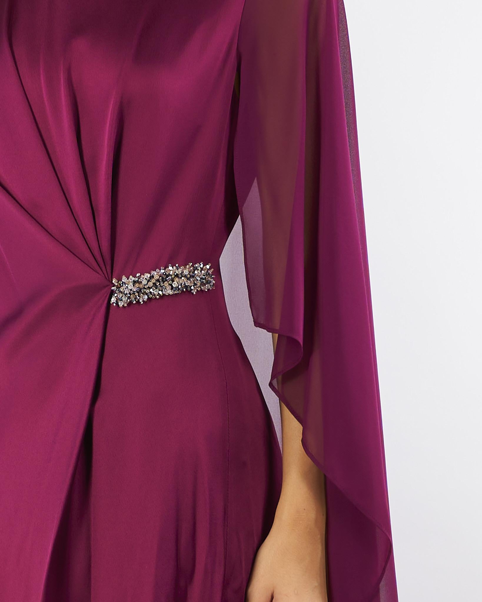 Abito Bordeaux in raso con volant A0129420 12 CLIPS 