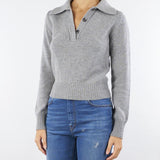 Maglia polo Grigio in pura lana e cashmere con bottoni gioiello V54507 95 VANISE' 