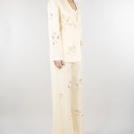 Giacca Ecru in lino con ricamii in paillettes SP5NT051 1004 ICONA 