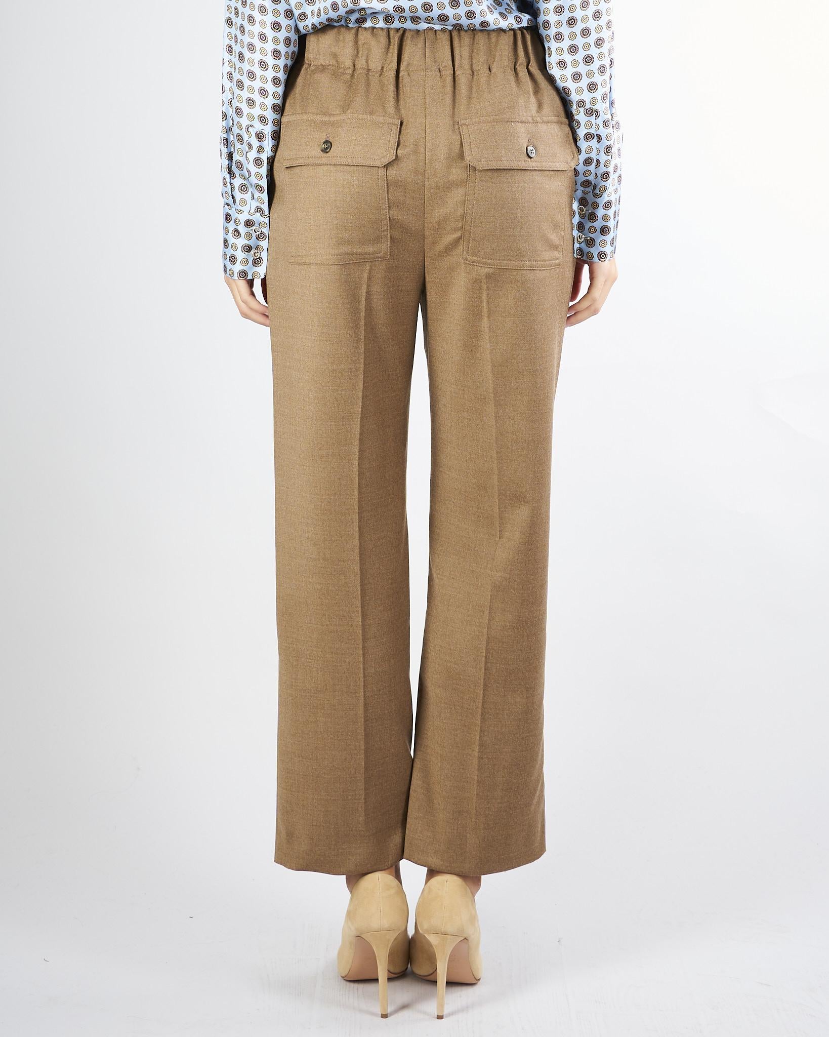Pantalone Tabacco in flanella di lana HATELEY 42 MAX MARA WEEKEND 