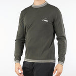 Maglia Fango in pura lana con ricamo logo e profili a contrasto EM003387AF146970 U8120 EMPORIO ARMANI 