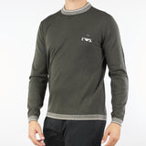 Maglia Fango in pura lana con ricamo logo e profili a contrasto EM003387AF146970 U8120 EMPORIO ARMANI 