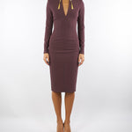 Abito Merlot in crêpe leggero con catena gioiello AB80557E2 EA4 ELISABETTA FRANCHI 