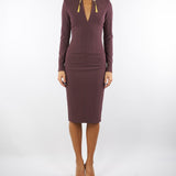 Abito Merlot in crêpe leggero con catena gioiello AB80557E2 EA4 ELISABETTA FRANCHI 