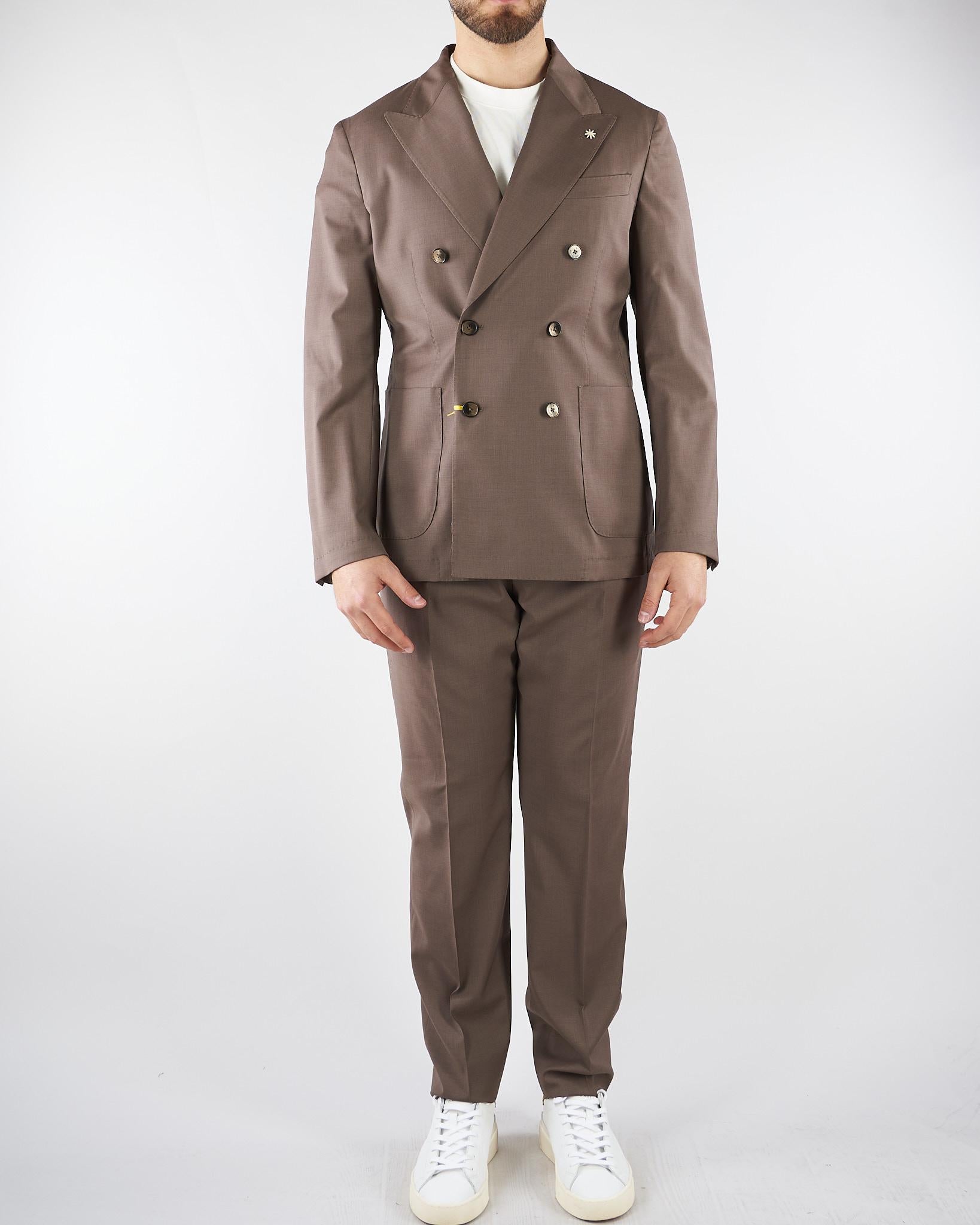 Abito doppiopetto Tortora in fresco lana 4032A3738260000 29 MANUEL RITZ 