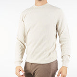 Maglia jacquard Crema in pura lana rasata A033F009 1342 PAOLO PECORA 