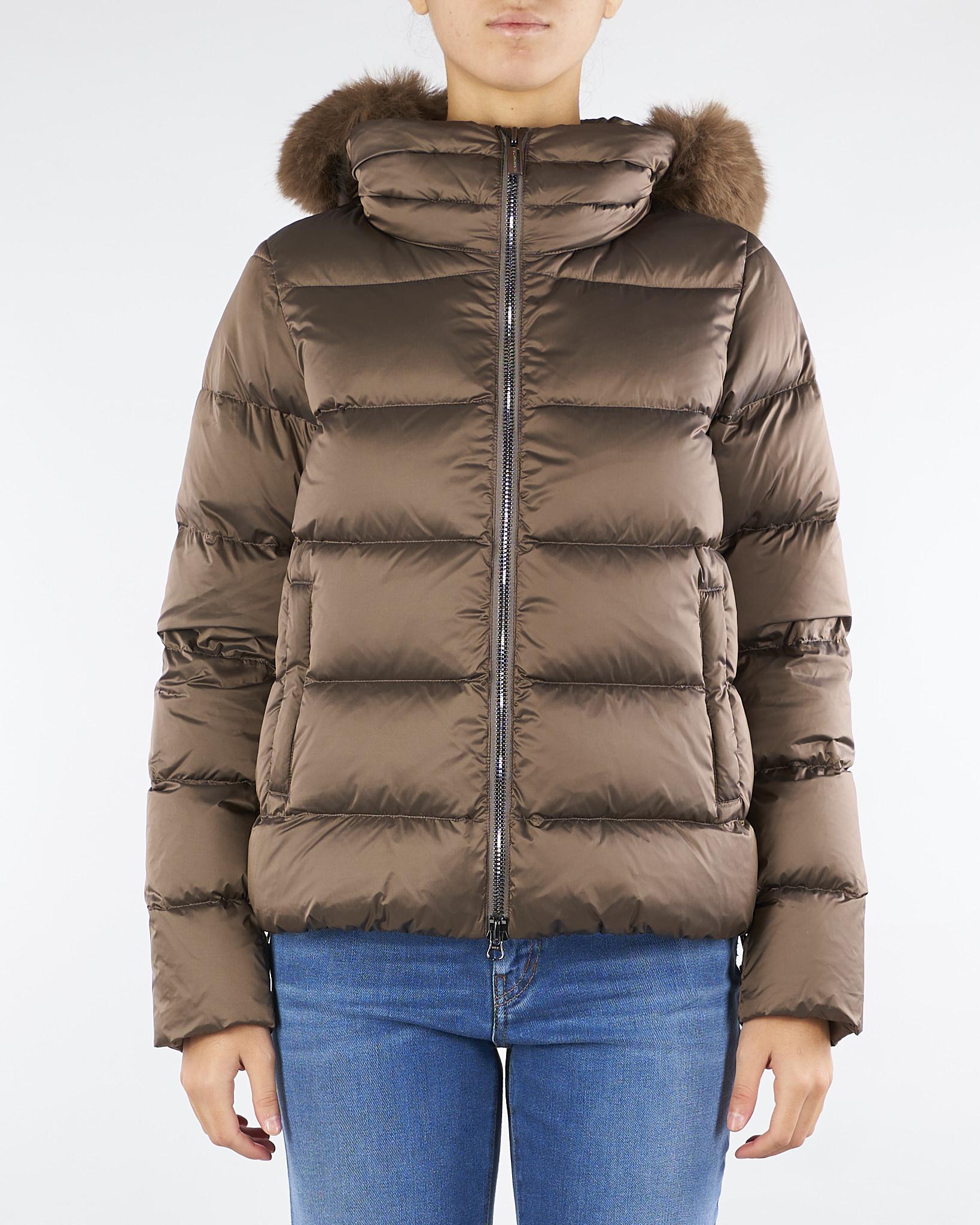 Piumino Marrone con cappuccio staccabile e vera pelliccia 2216E2Y0 37 COLMAR 