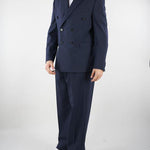 Pantalone Blu con doppia pences e fondo ampio B6AB0041 89M AMARANTO 