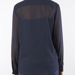 Camicia Blu in georgette ricamata AGONE 4 PENNY BLACK 