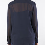 Camicia Blu in georgette ricamata AGONE 4 PENNY BLACK 