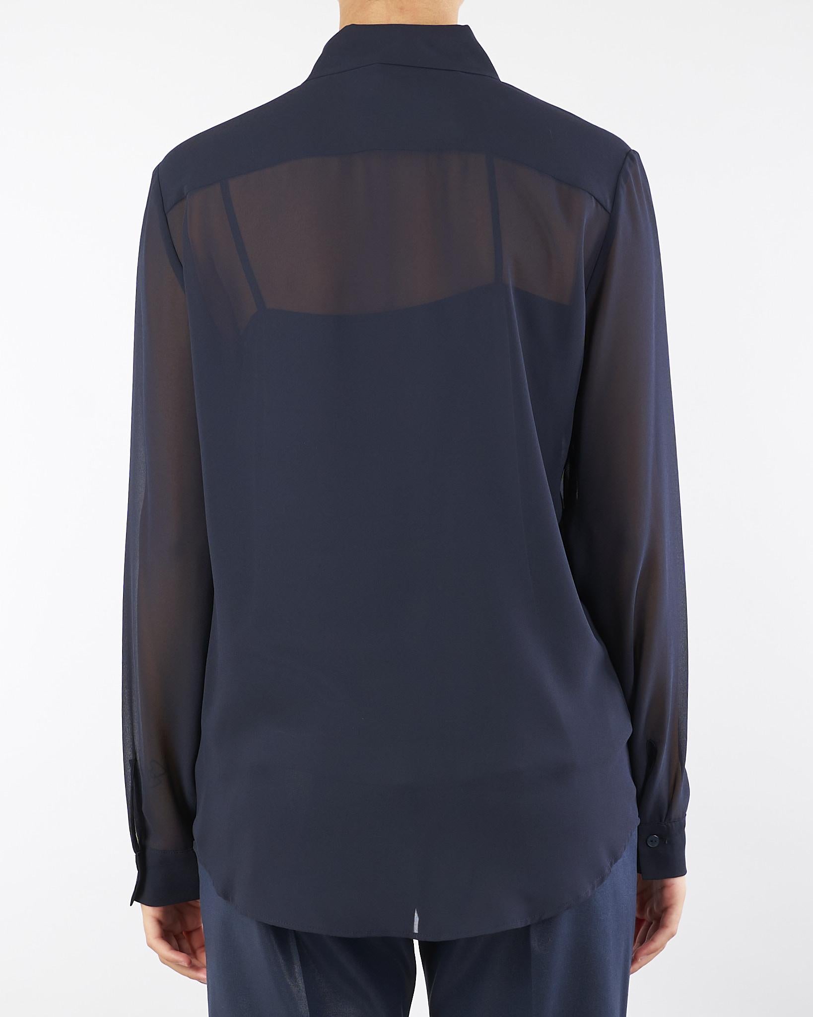 Camicia Blu in georgette ricamata AGONE 4 PENNY BLACK 