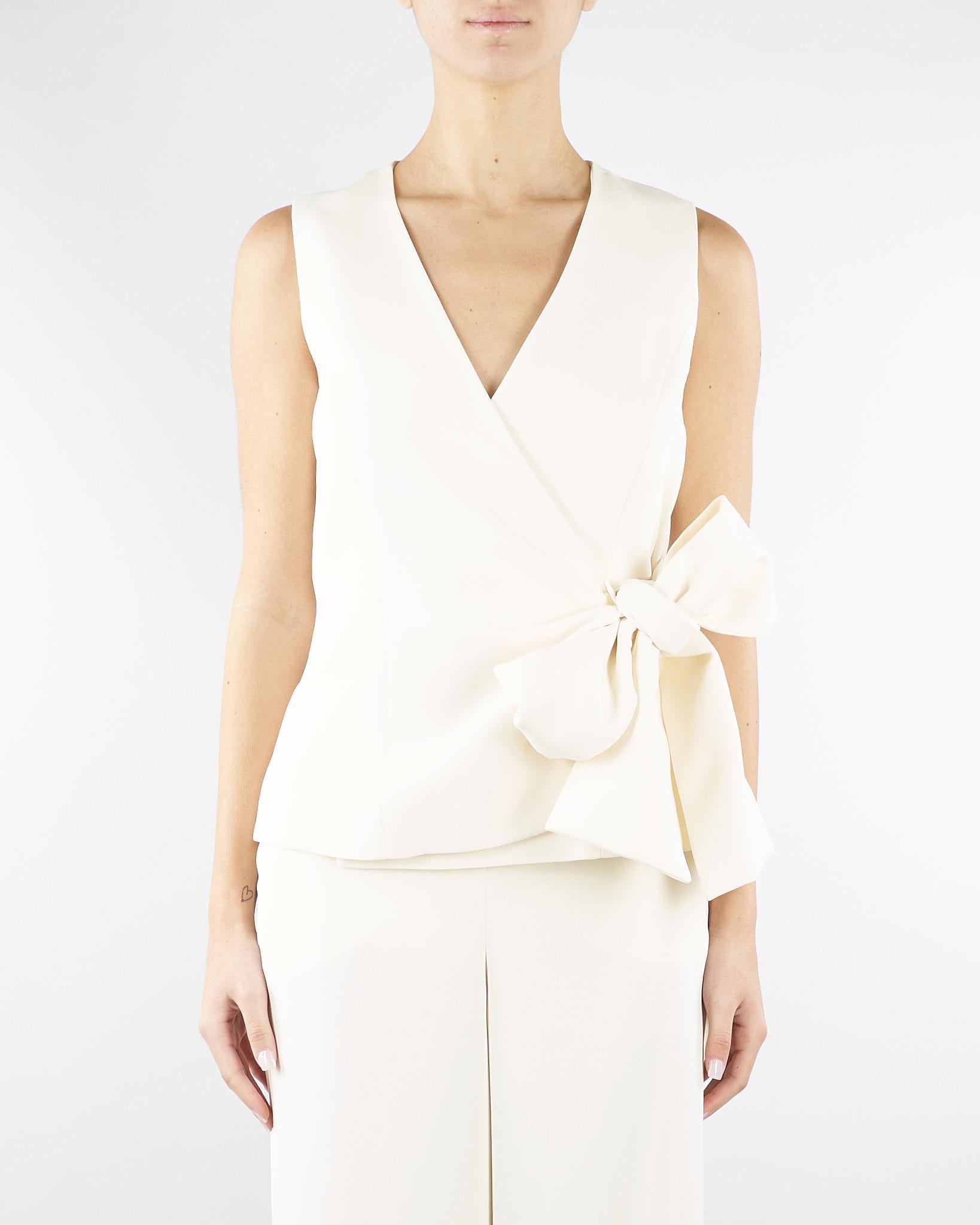 Top Bianco con fiocco in envers satin MLTLIRICA 1 MARELLA 
