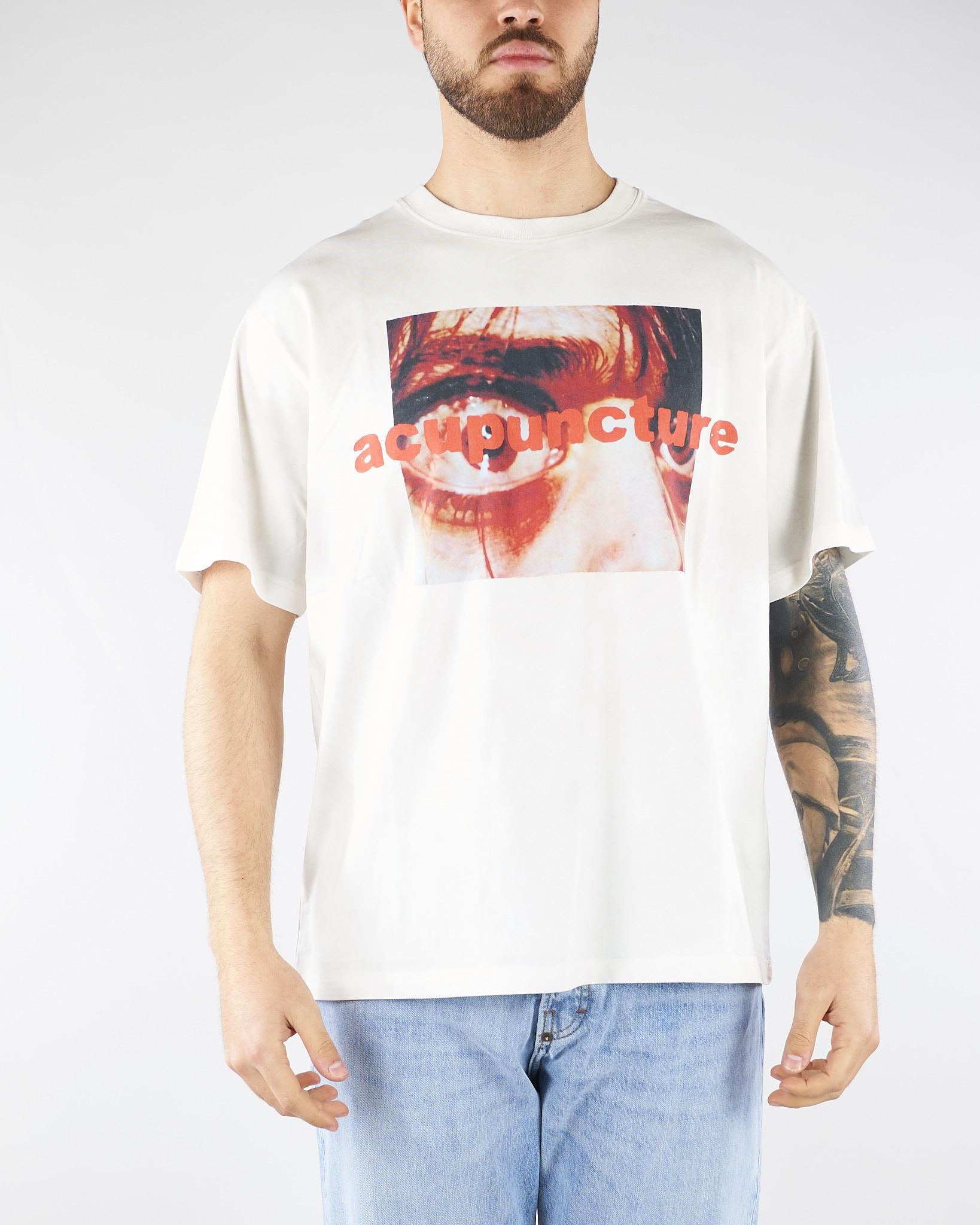 T-shirt Boxy Bianco con stampa HTEM321402 214 ACUPUNCTURE 