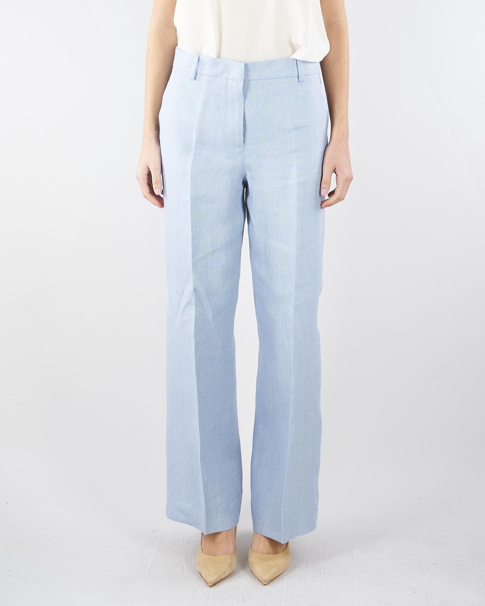 Pantalone Celeste in canvas di lino WKDMALIZIA 25 MAX MARA WEEKEND 