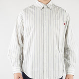 Camicia a righe Bianco-Blu Relaxed fit con rotture HTEM210301 394 ACUPUNCTURE 