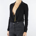 Body Nero in maglia di viscosa e seta con catena BK75B56E3 110 ELISABETTA FRANCHI 