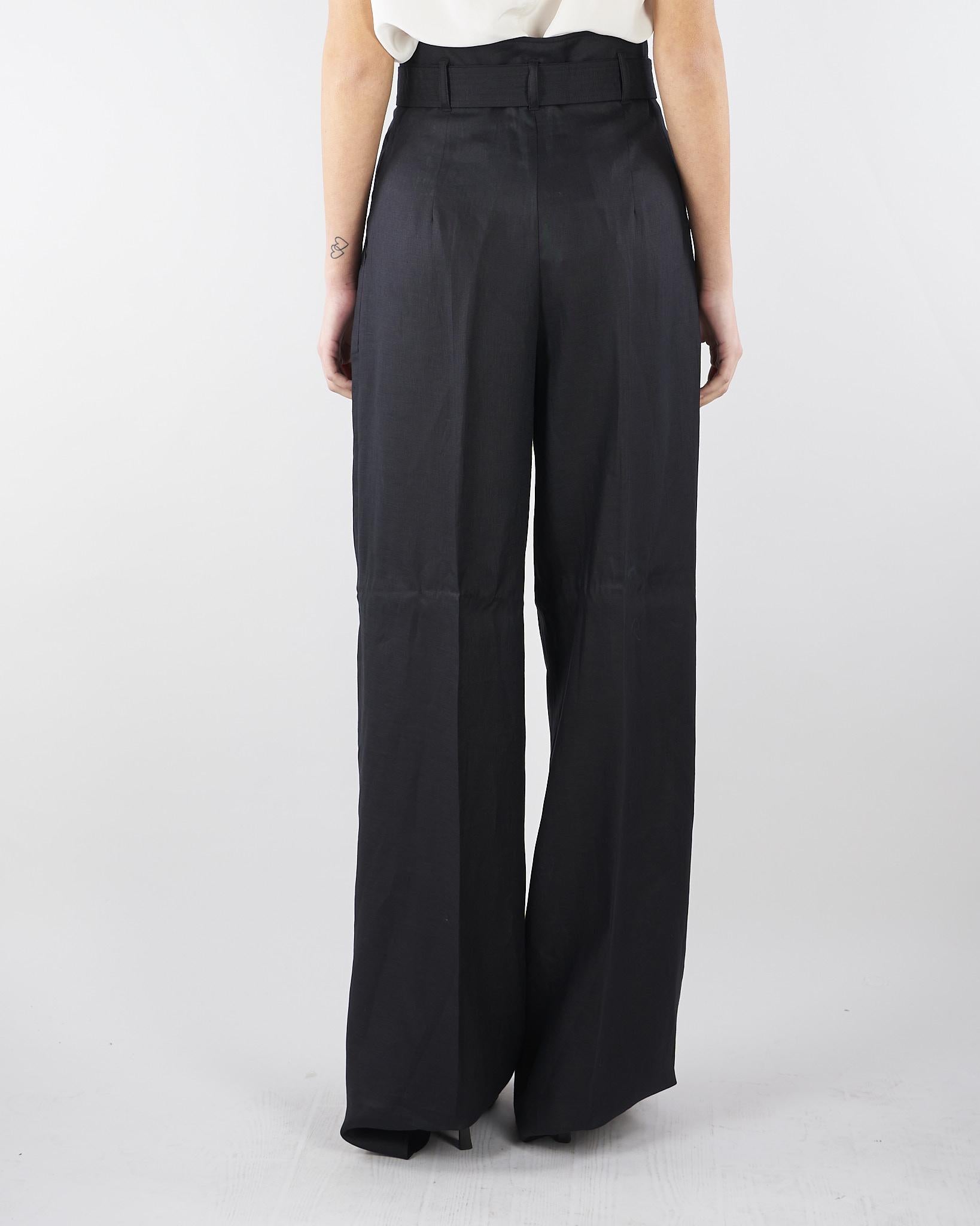 Pantalone Nero in tela di lino MSTMATERIA 35 MAX MARA STUDIO 