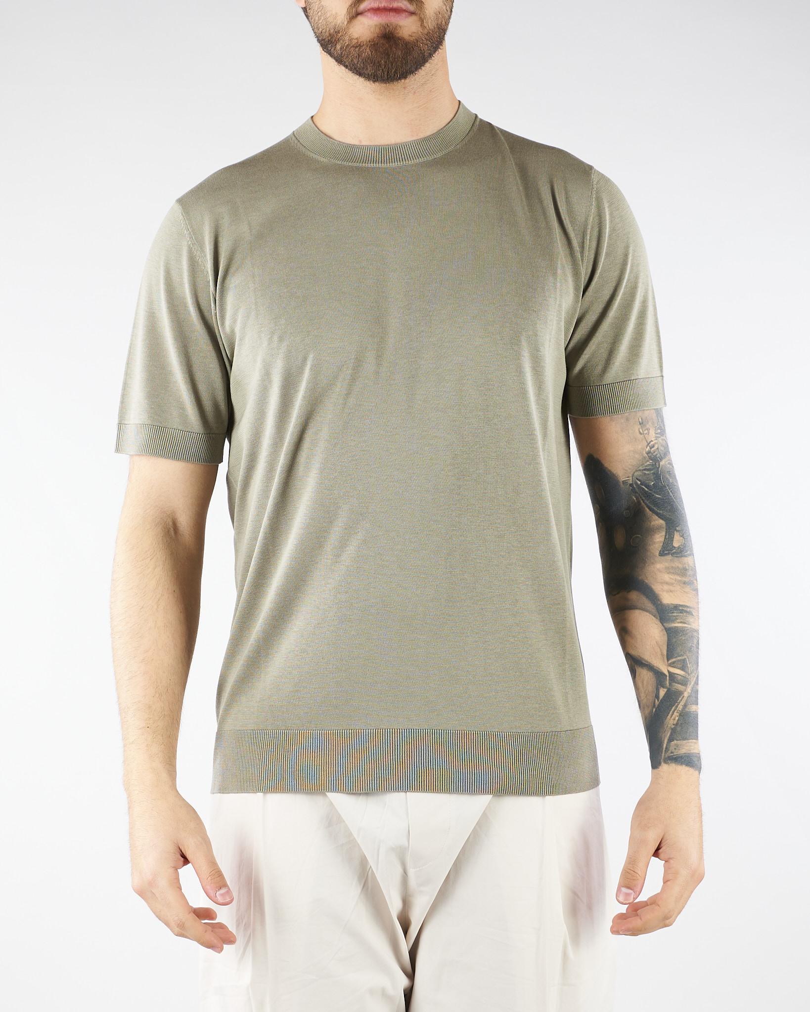 Maglia Verde in pura seta e cotone A010F200 5326 PAOLO PECORA 