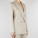 Blazer Doppiopetto Gessato Beige Collo a Lancia TAB0228 35 VICOLO 